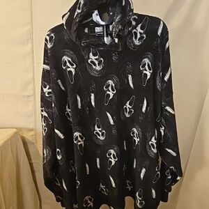 Ghost Face Oversized Hoodie Blanket Snuggie One Size Fits Most Black